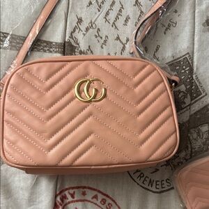 Chic Pink Quilted FASHION Crossbody Bag